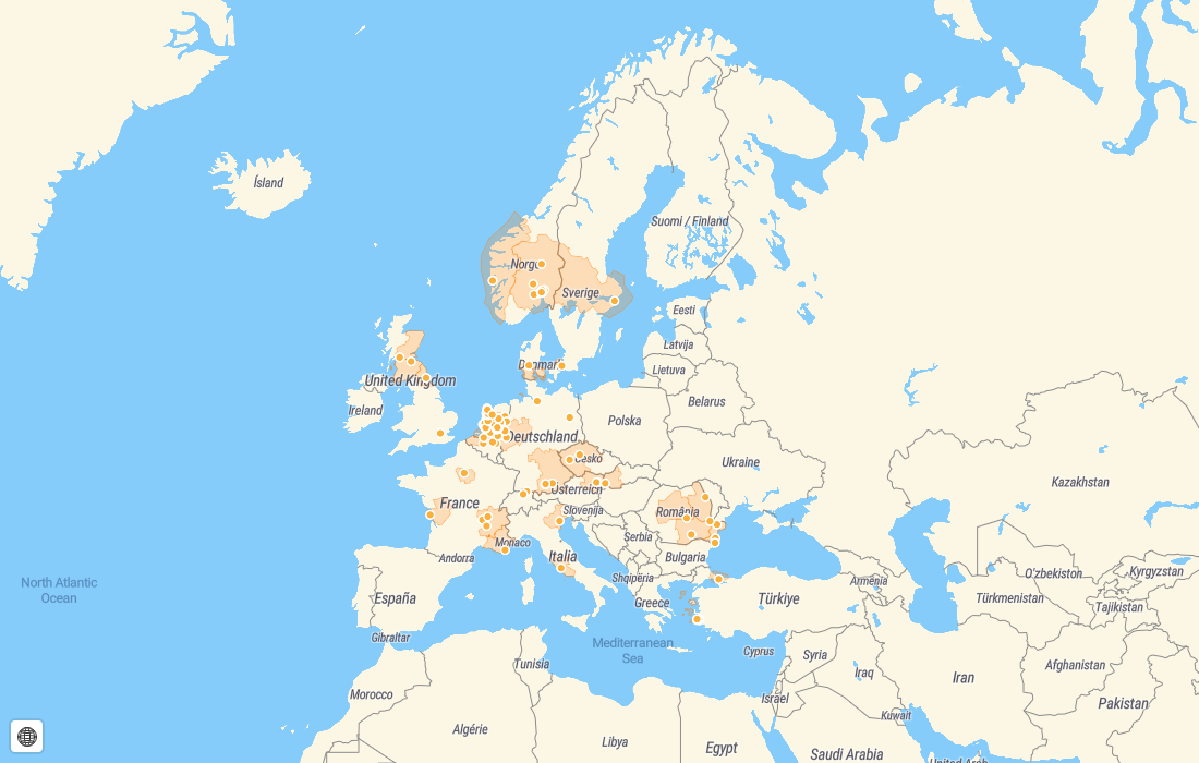 Map of visited places